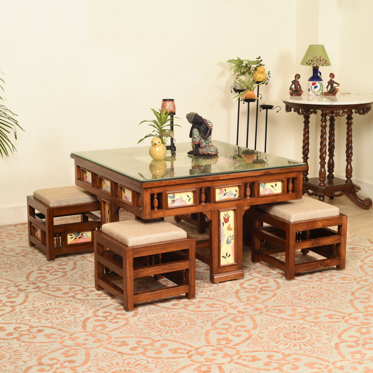 SIMONA 4 SEATER ROUND COFFEE TABLE
