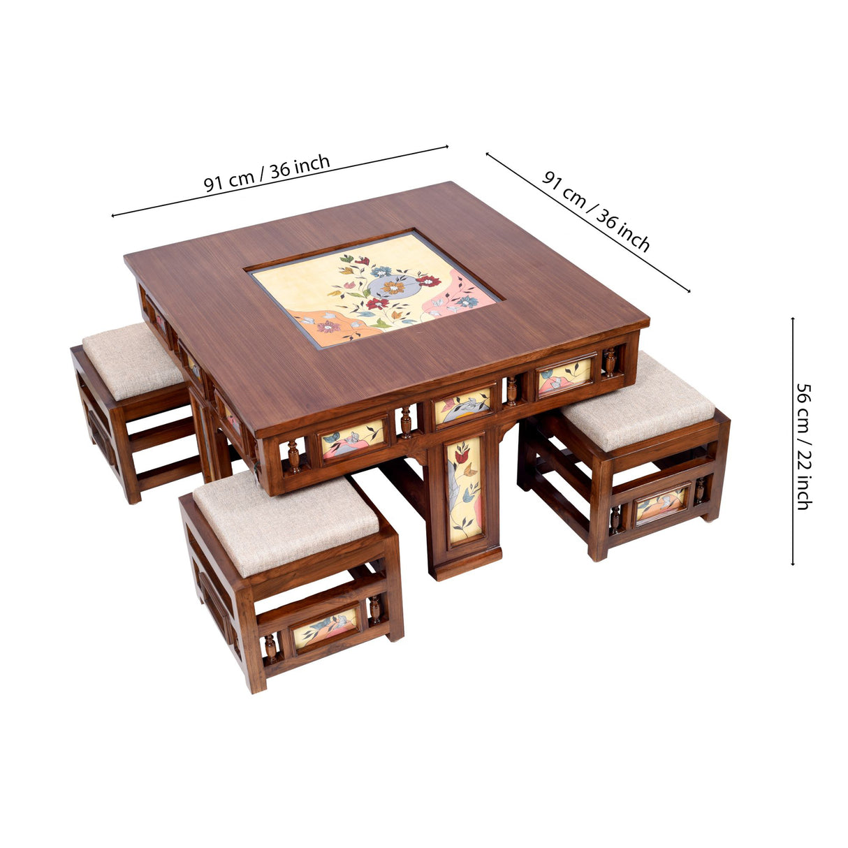 SIMONA 4 SEATER ROUND COFFEE TABLE