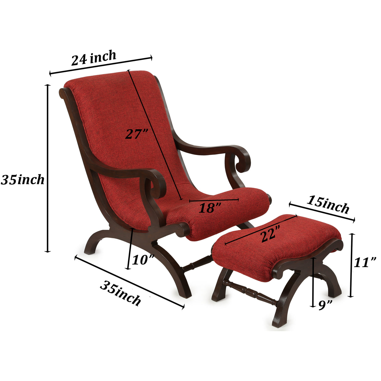 KINSE CHAIR WITH CUSHIONED FOOTREST