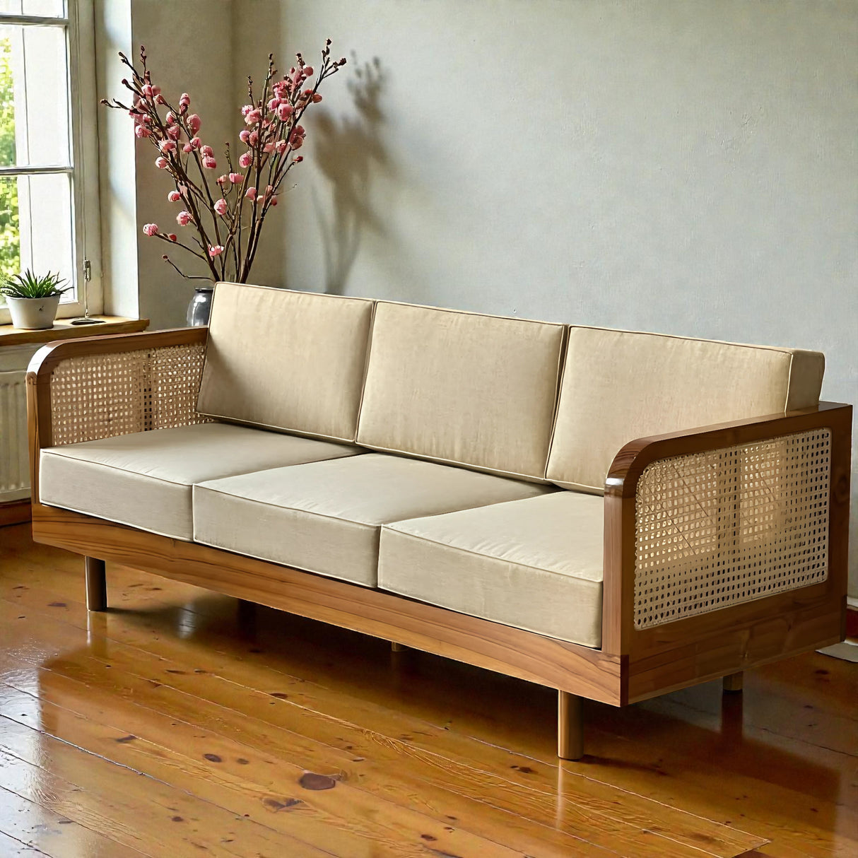 EPIC TEAK WOOD RATTAN SOFA