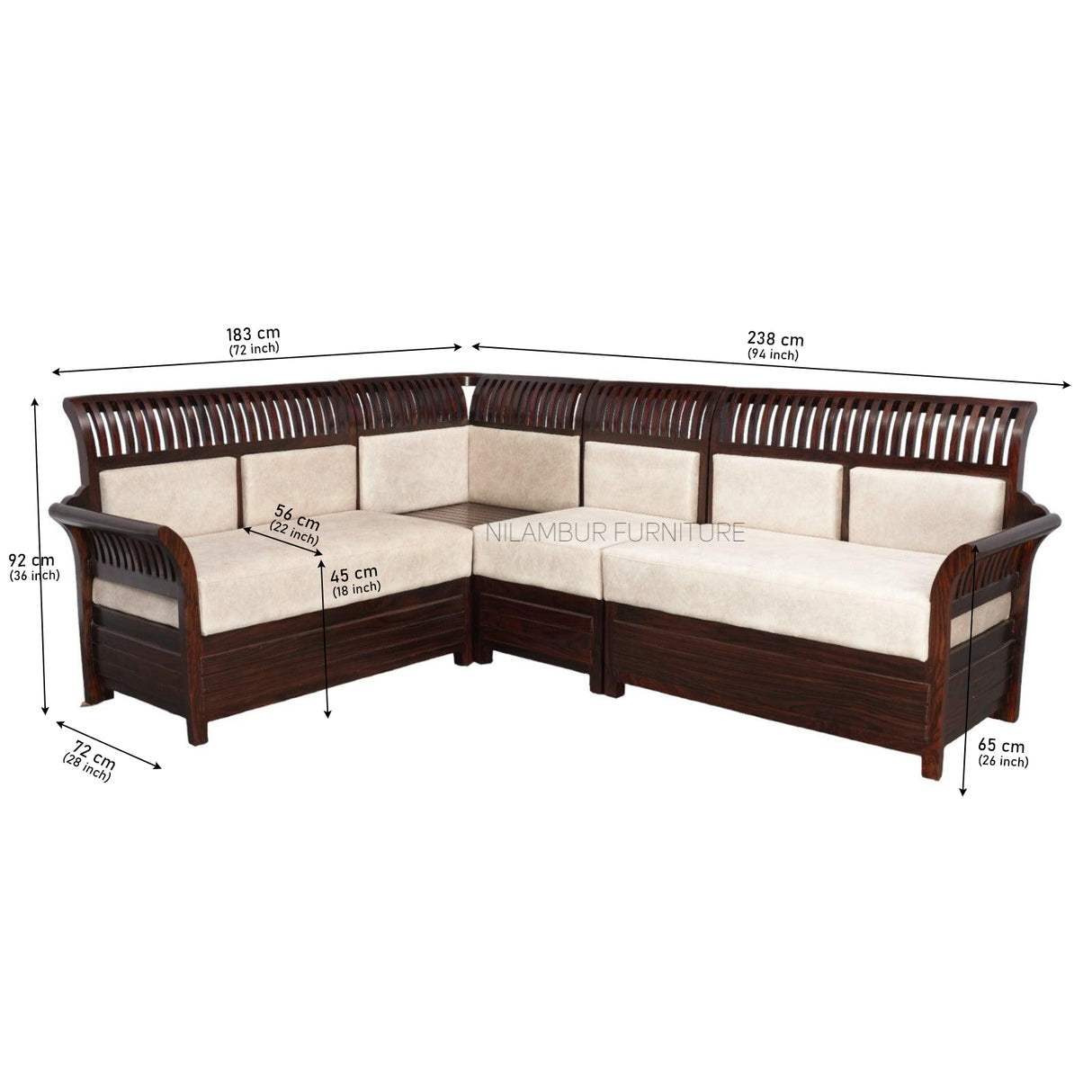 WINGS ROSE WOOD CORNER SOFA