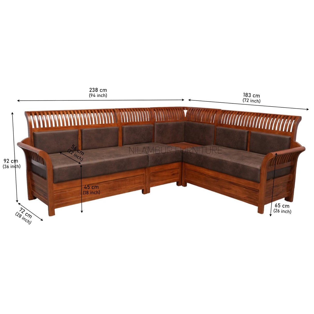 WINGS TEAK WOOD CORNER SOFA
