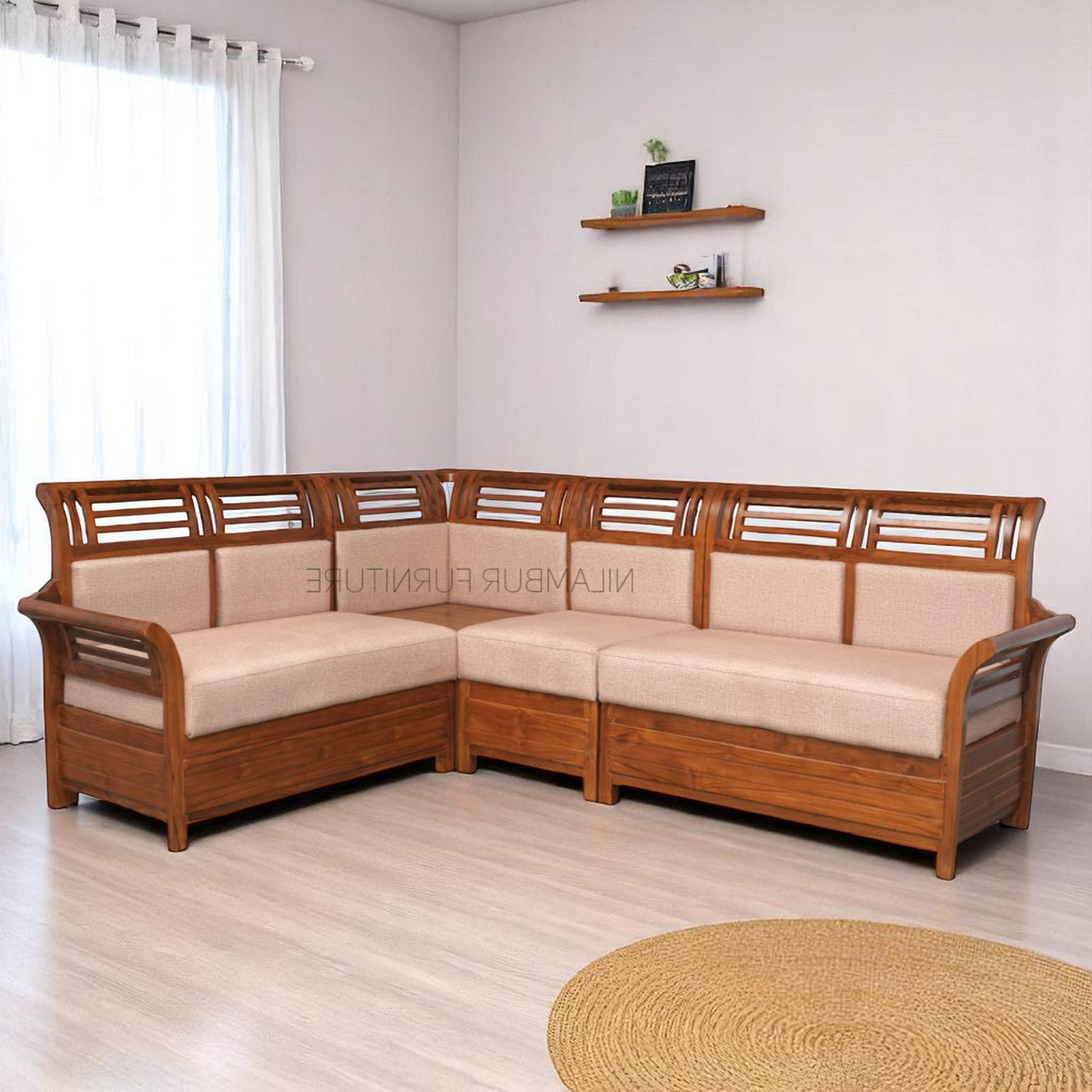 KELWIN TEAK WOOD CORNER SOFA