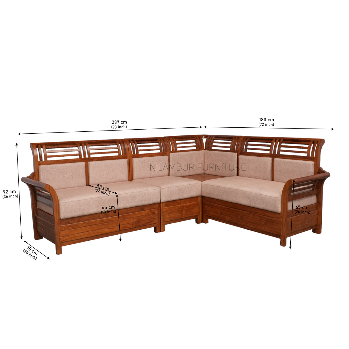 KELWIN TEAK WOOD CORNER SOFA