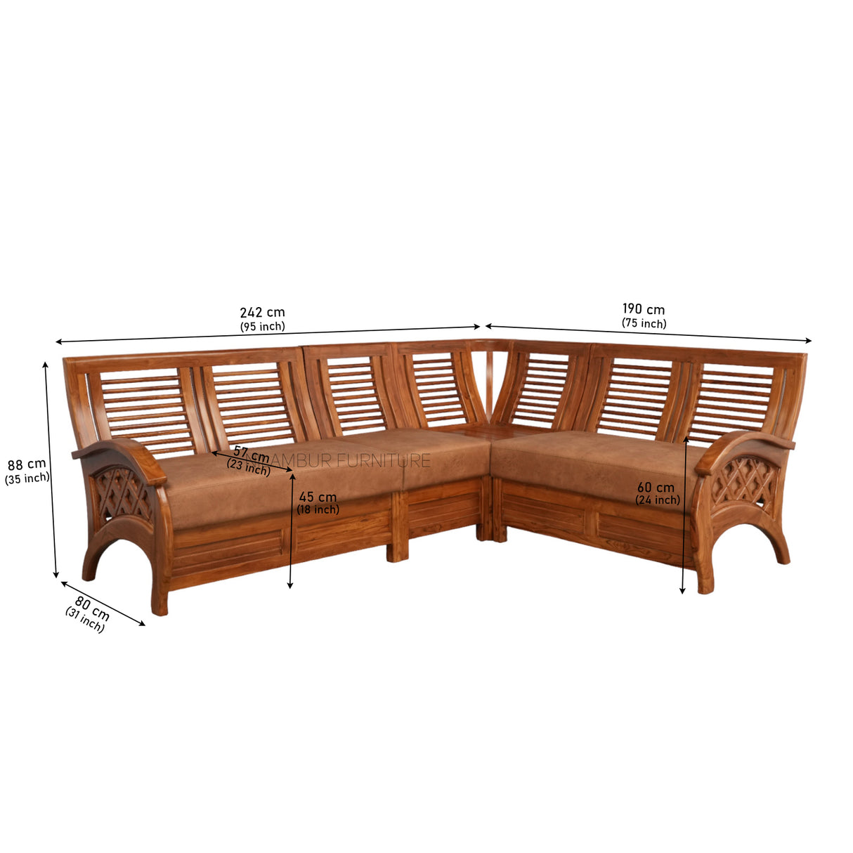 KINGSTON TEAK WOOD CORNER SOFA