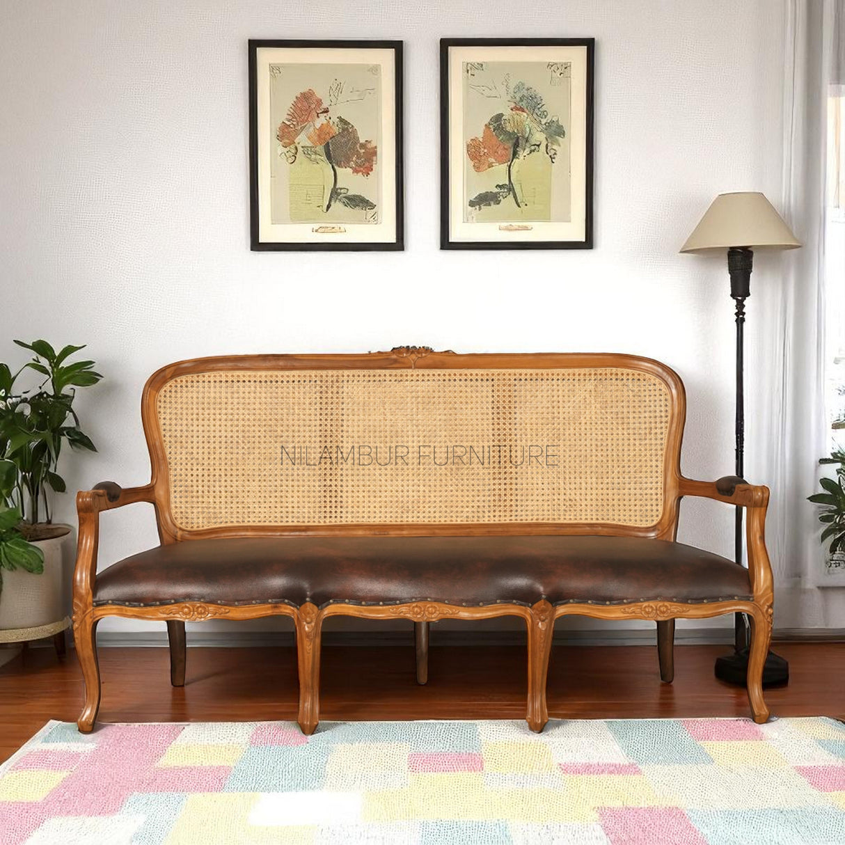 AYUSH TEAK WOOD RATTAN SOFA