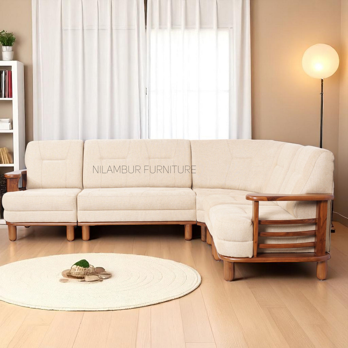 OAK N OAK TEAK WOOD CORNER SOFA