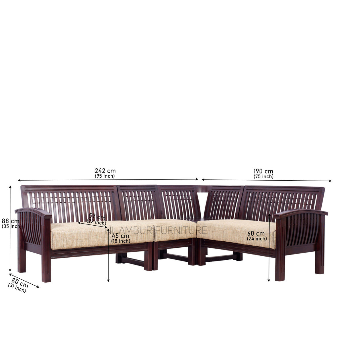 NEEDLE ROSEWOOD CORNER SOFA