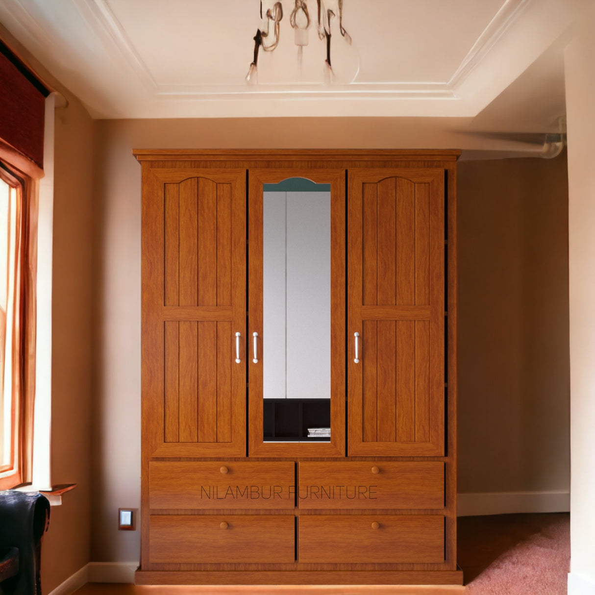 CIAN TEAK WOOD WARDROBE - Nilambur Furniture