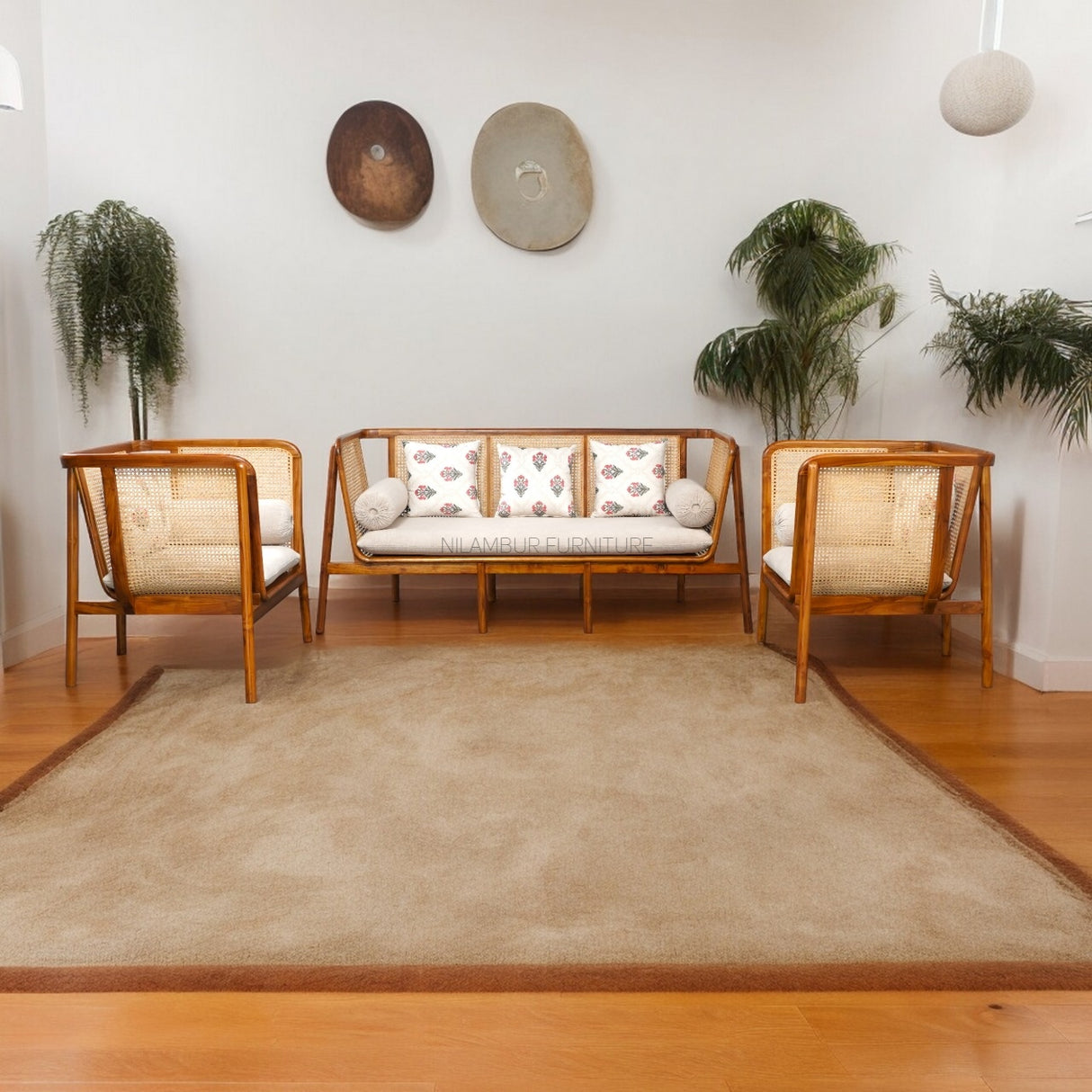 IRIS TEAK WOOD RATTAN SOFA