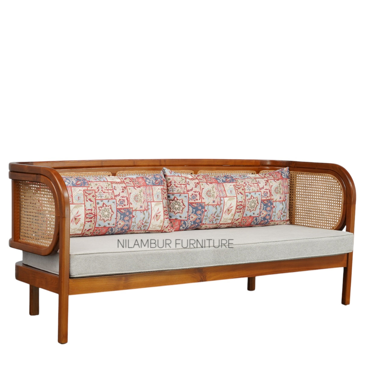 ARTIST TEAK WOOD RATTAN SOFA