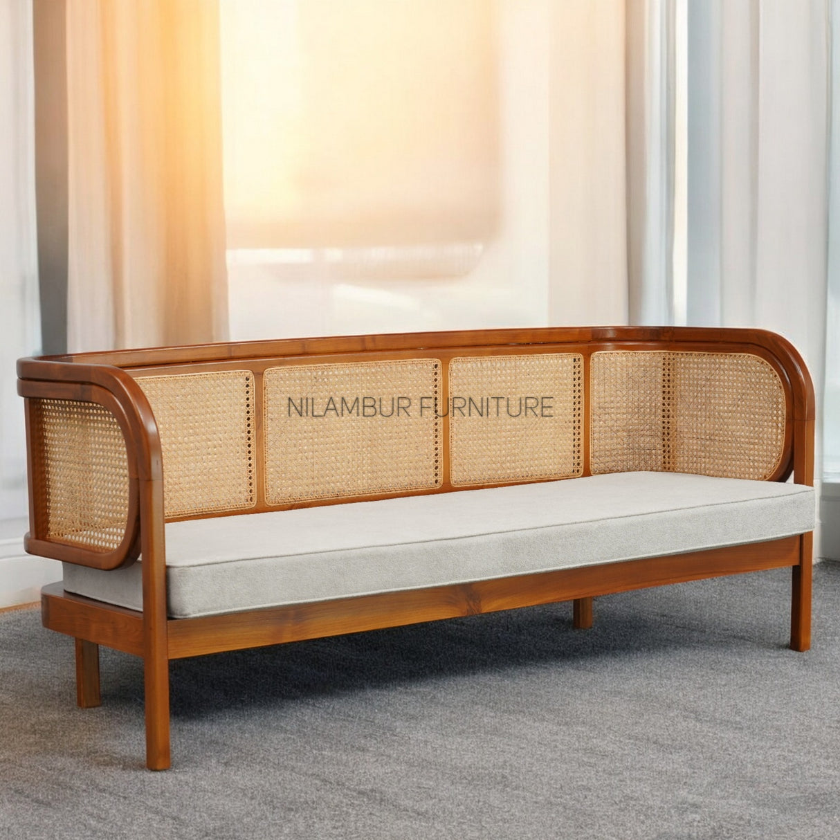 ARTIST TEAK WOOD RATTAN SOFA