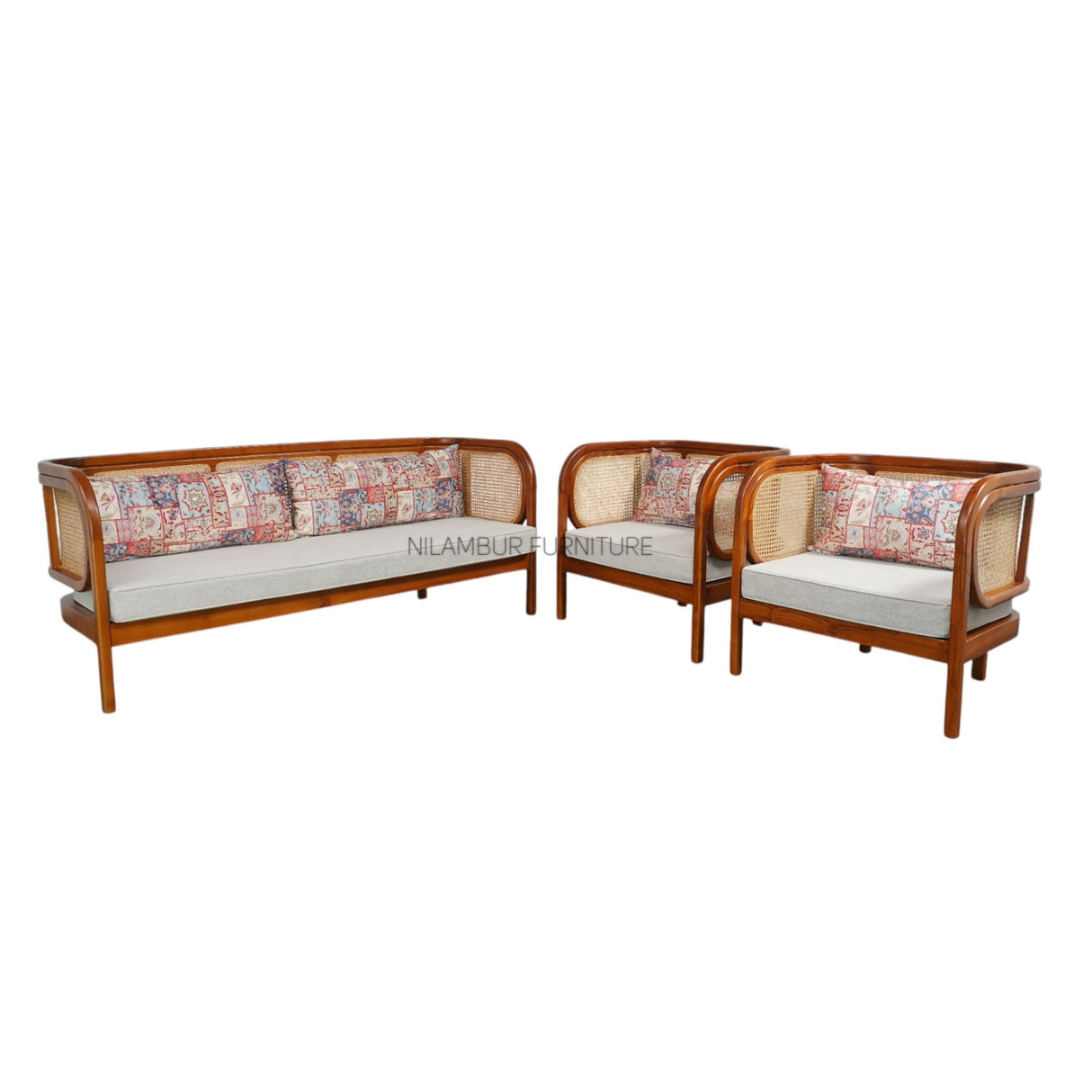 ARTIST TEAK WOOD RATTAN SOFA