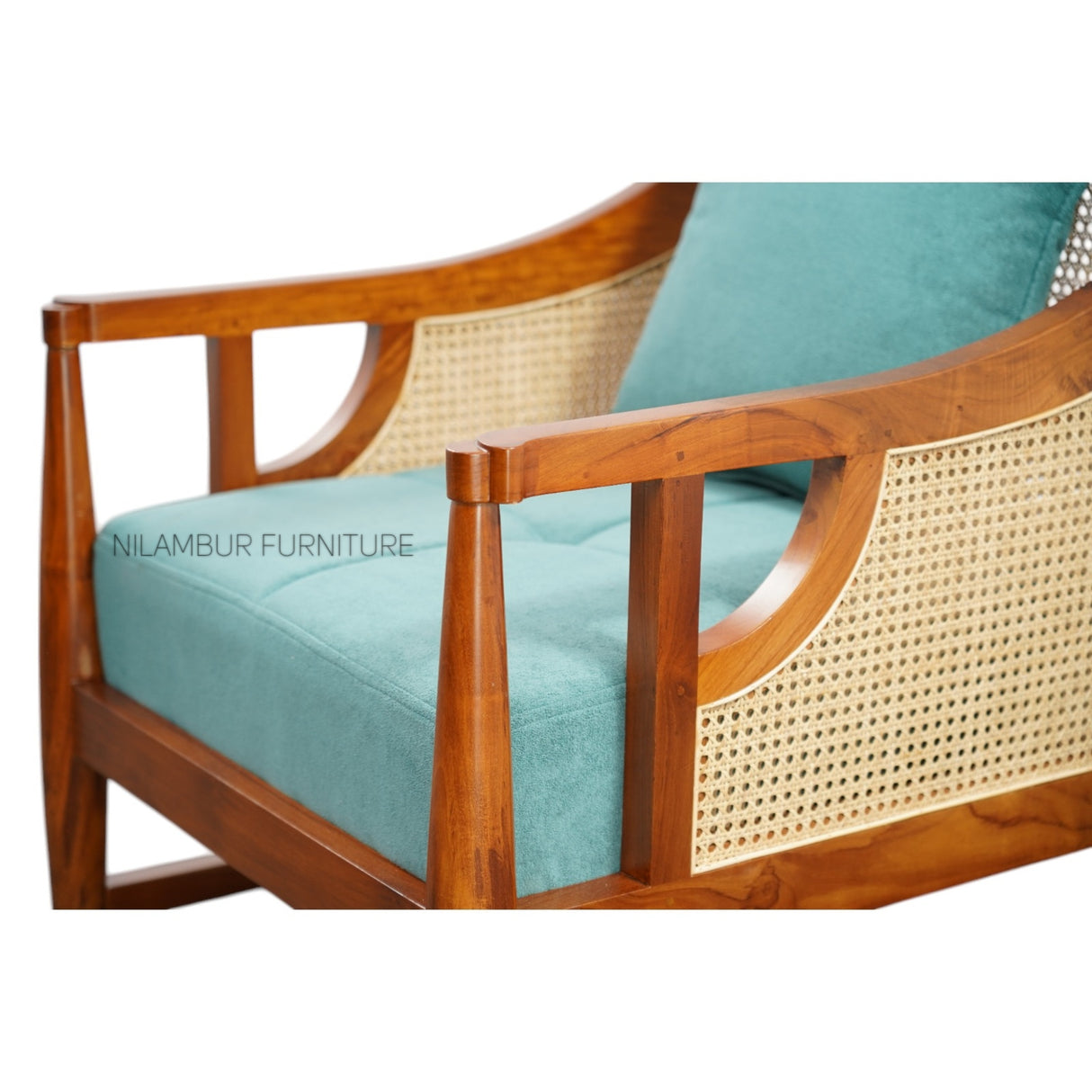 TRAVANCORE TEAK WOOD RATTAN SOFA