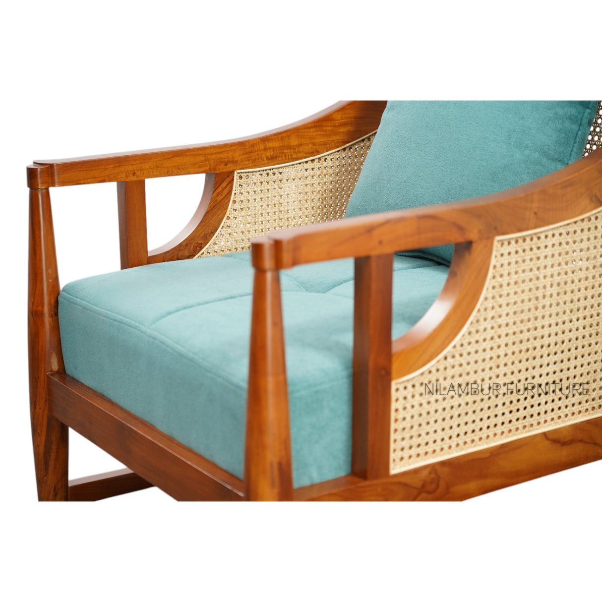 TRAVANCORE TEAK WOOD RATTAN SOFA