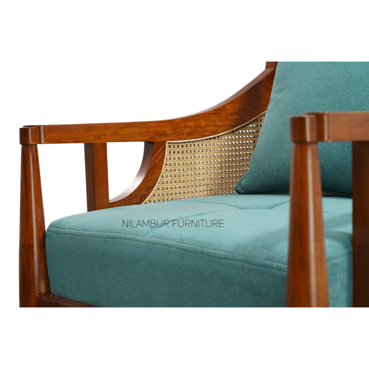 TRAVANCORE TEAK WOOD RATTAN SOFA
