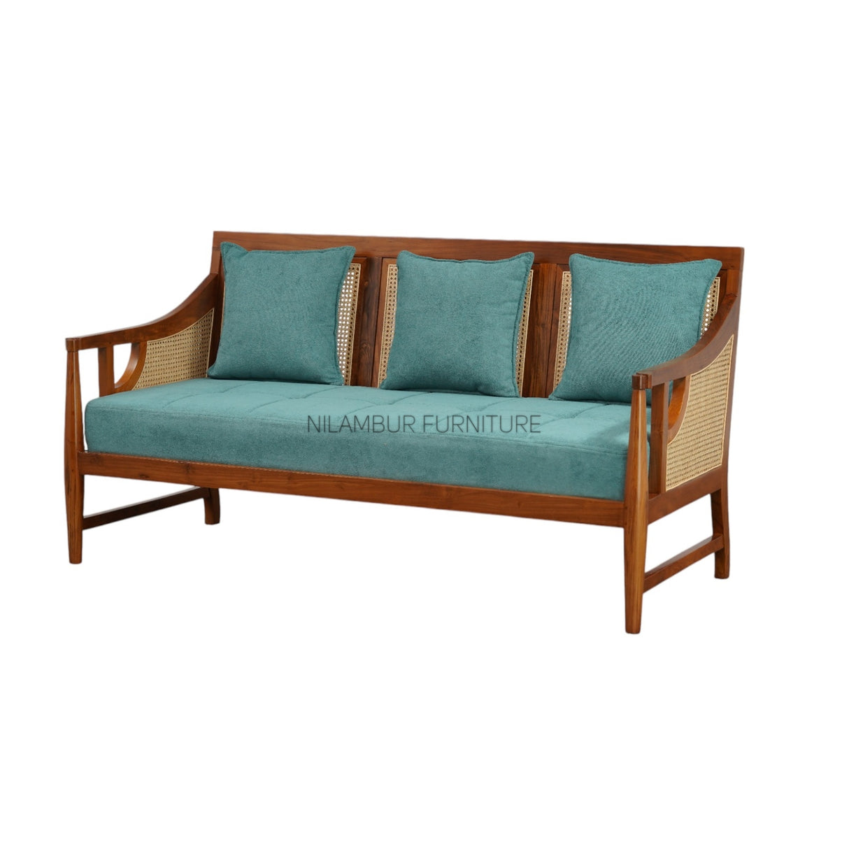 TRAVANCORE TEAK WOOD RATTAN SOFA