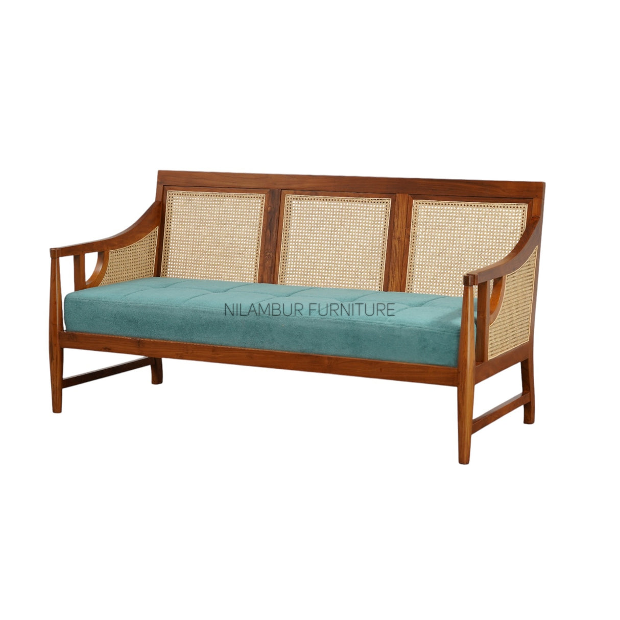 TRAVANCORE TEAK WOOD RATTAN SOFA