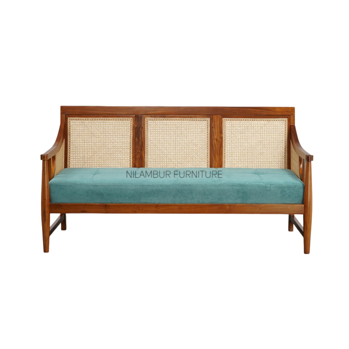 TRAVANCORE TEAK WOOD RATTAN SOFA