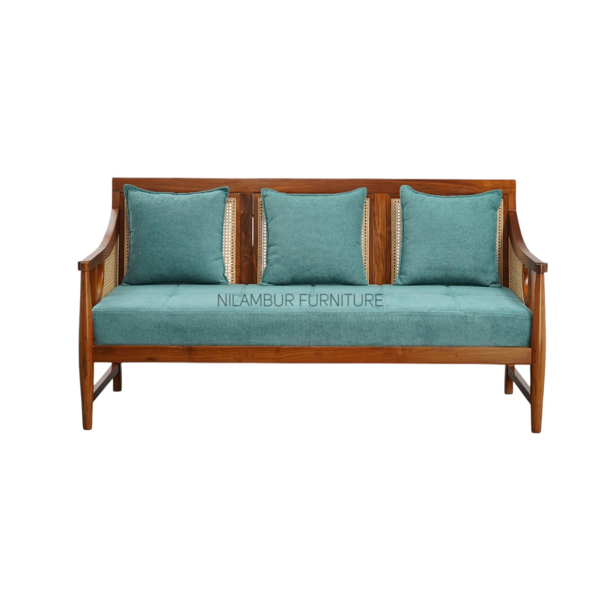 TRAVANCORE TEAK WOOD RATTAN SOFA