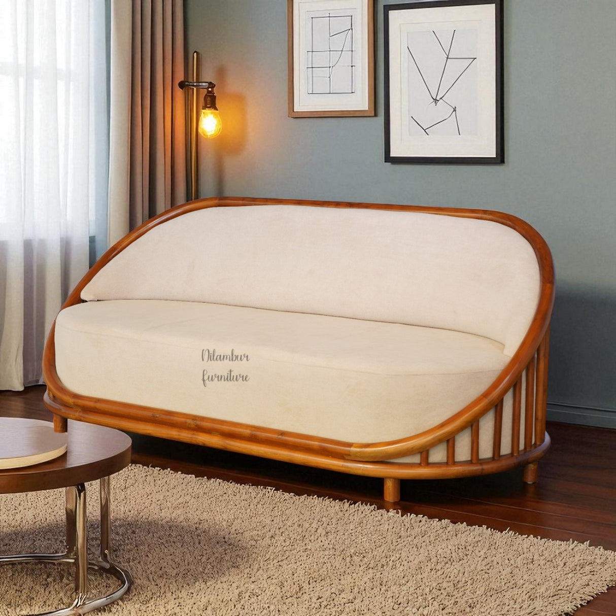 SHELL TEAK WOOD SOFA