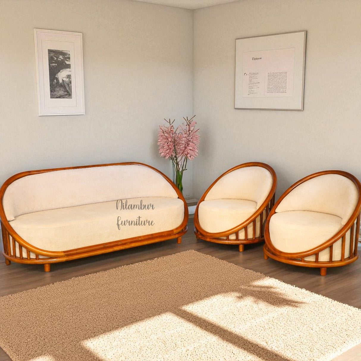 SHELL TEAK WOOD SOFA