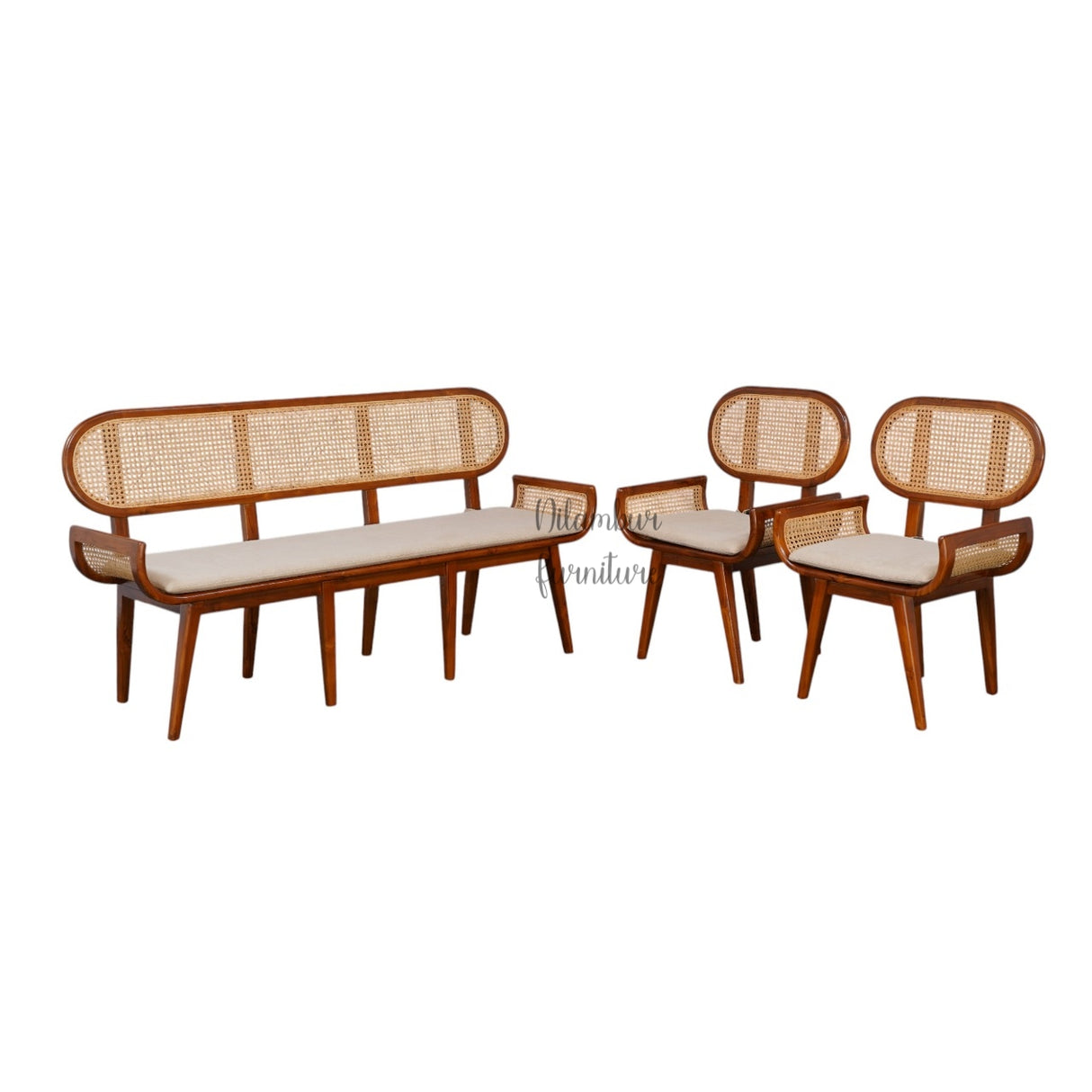 VANCHI TEAK WOOD RATTAN SOFA