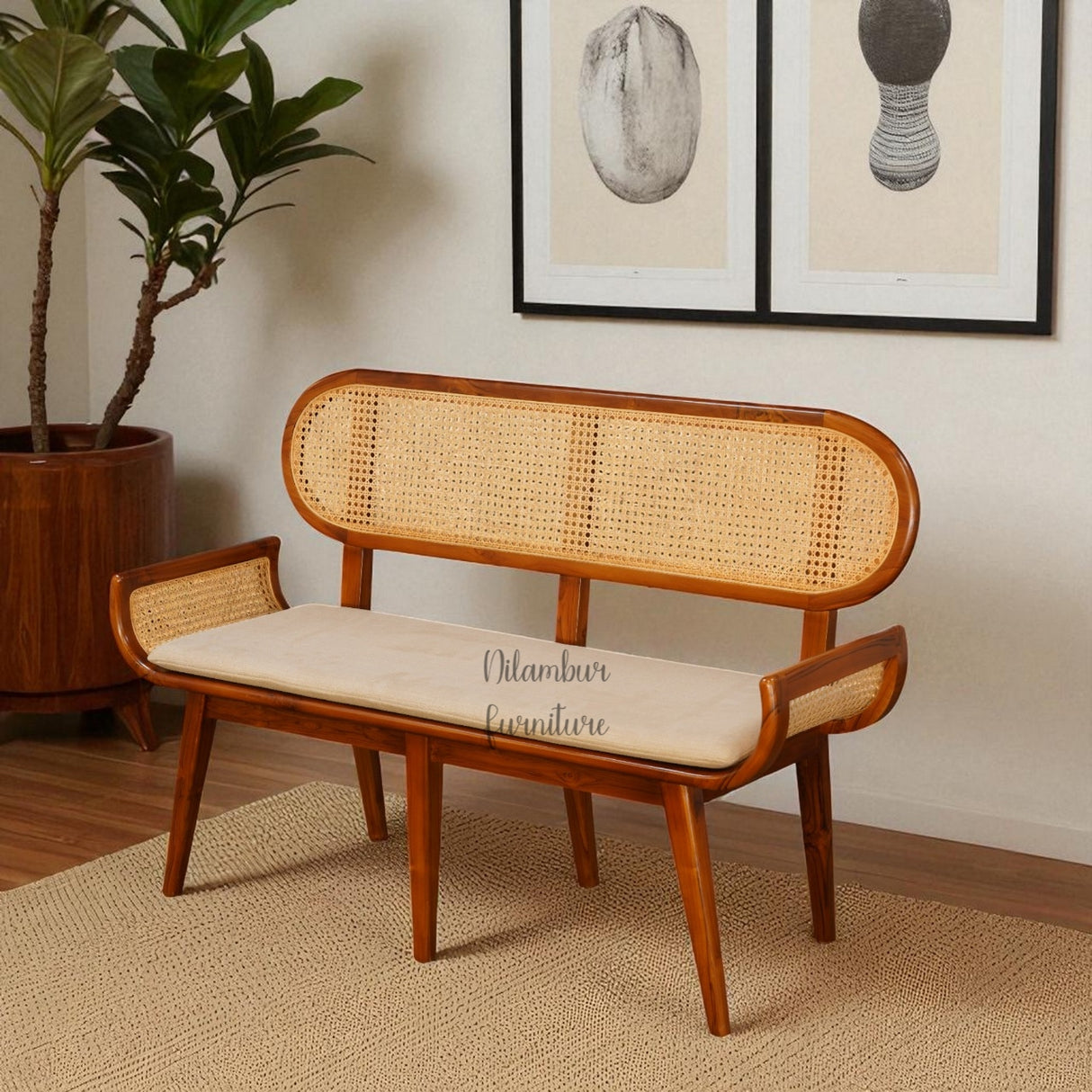 VANCHI TEAK WOOD RATTAN SOFA