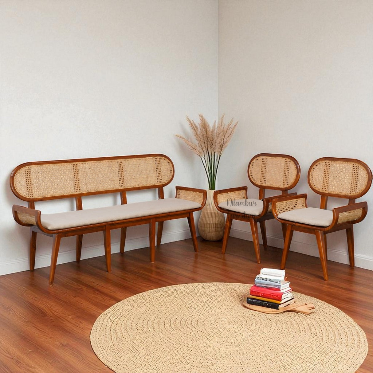 VANCHI TEAK WOOD RATTAN SOFA