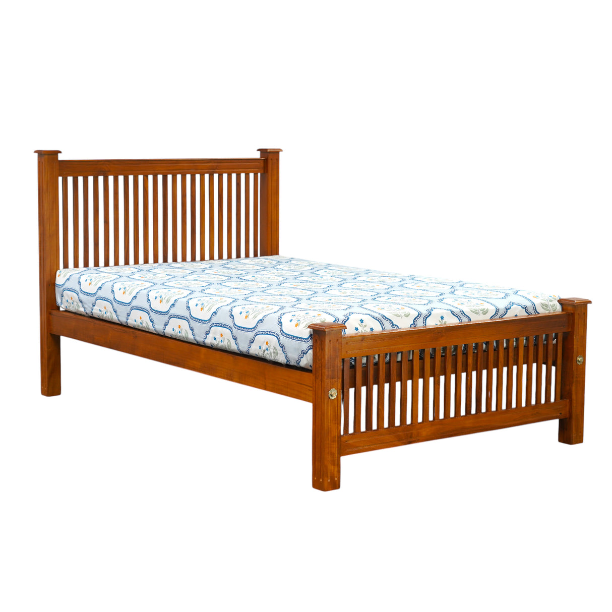 SQUARE DOUBLE TEAK BED COT