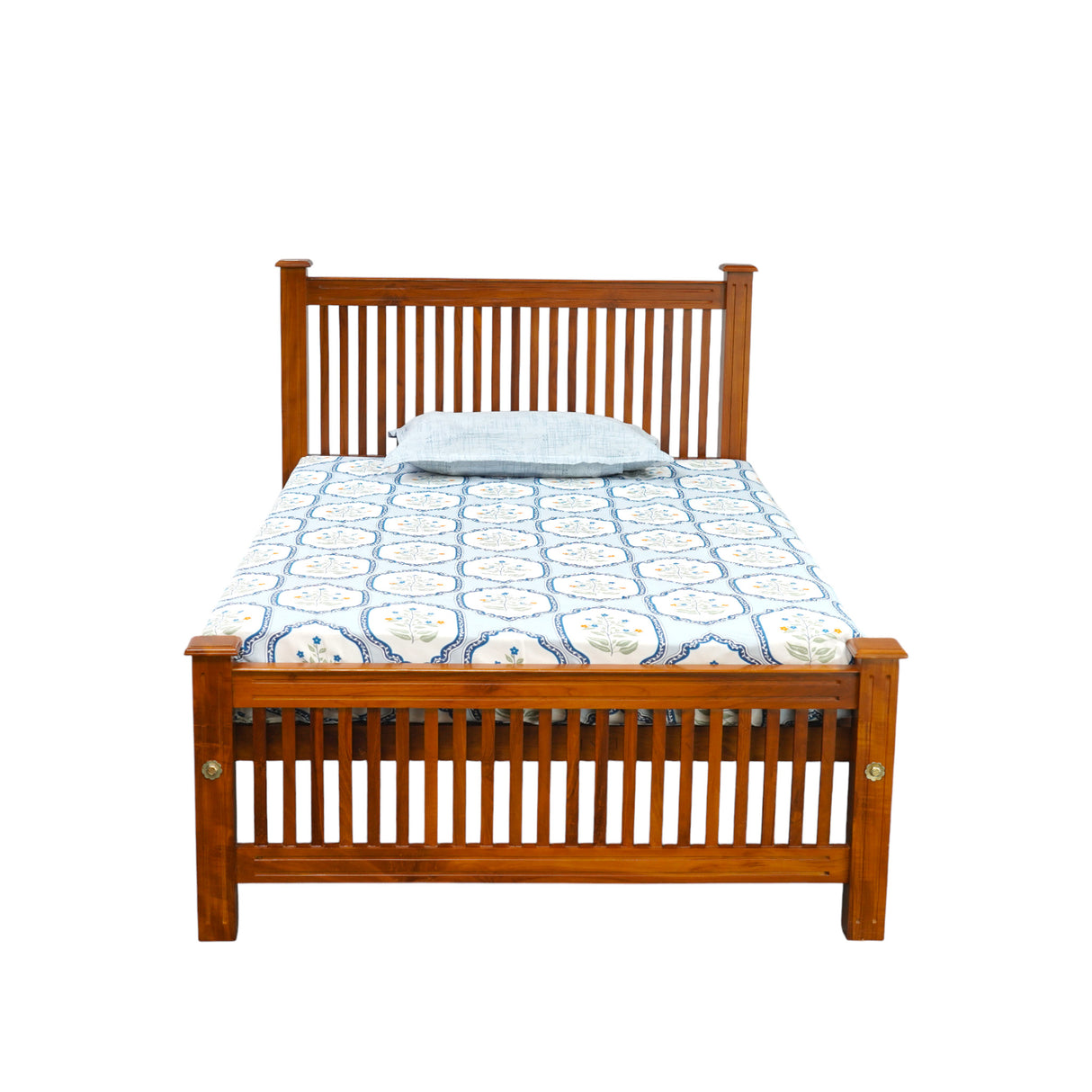 SQUARE DOUBLE TEAK BED COT
