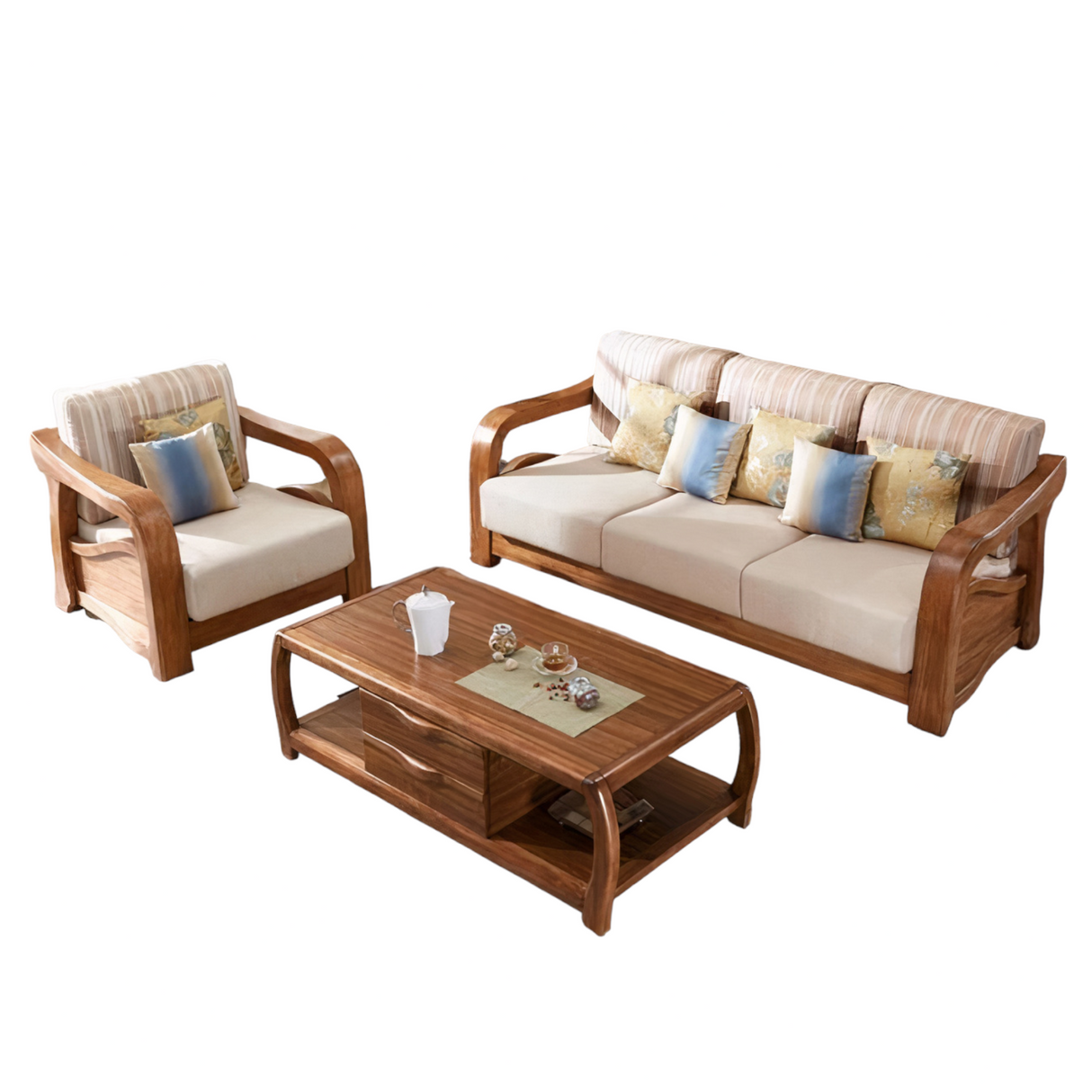 BERLIN TEAK WOOD SOFA - Nilambur Furniture