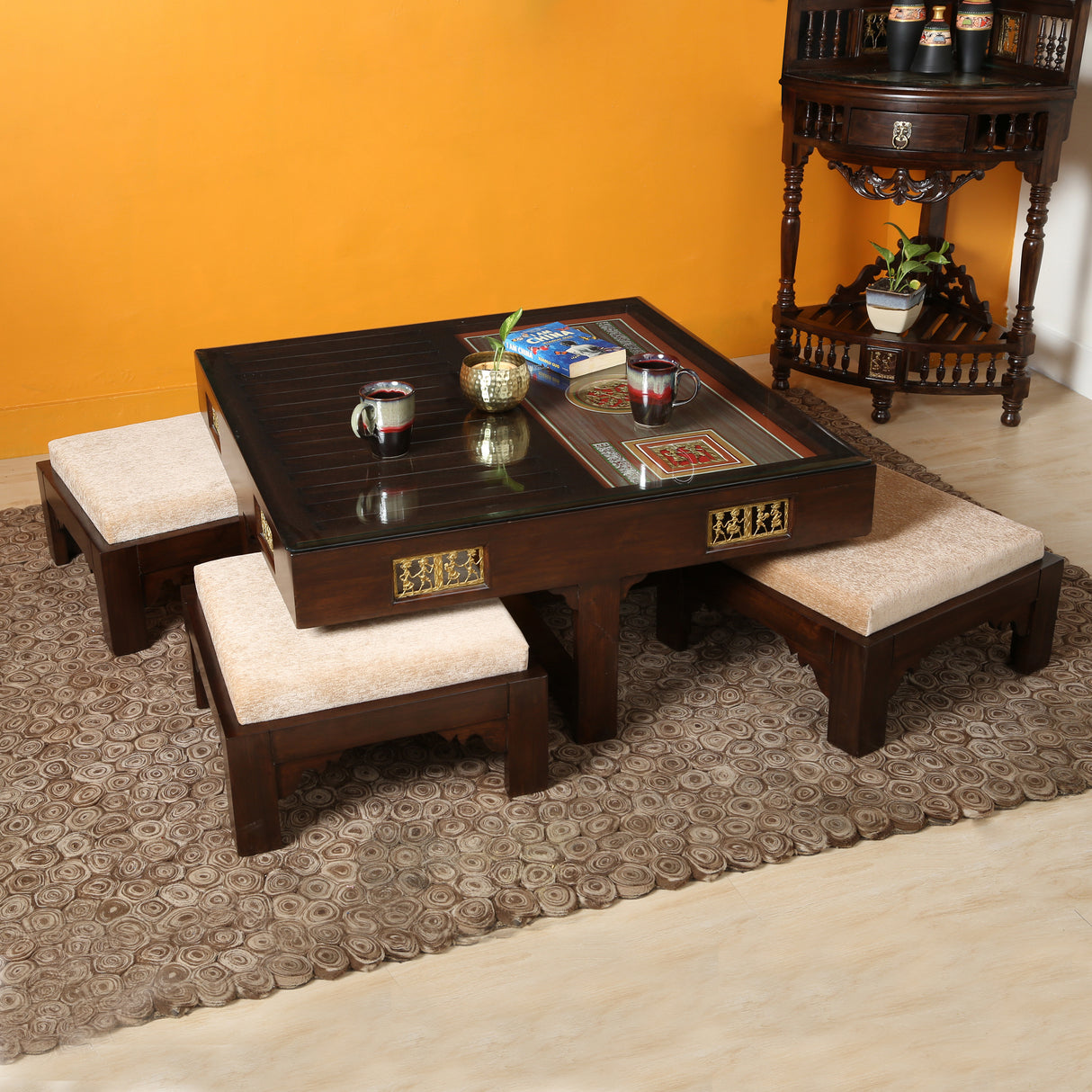 SABEER 4 SEATER COFFEE TABLE SET