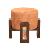 POUFFE - TEAK-HNDCRFTD DHOKRA OTTOMAN