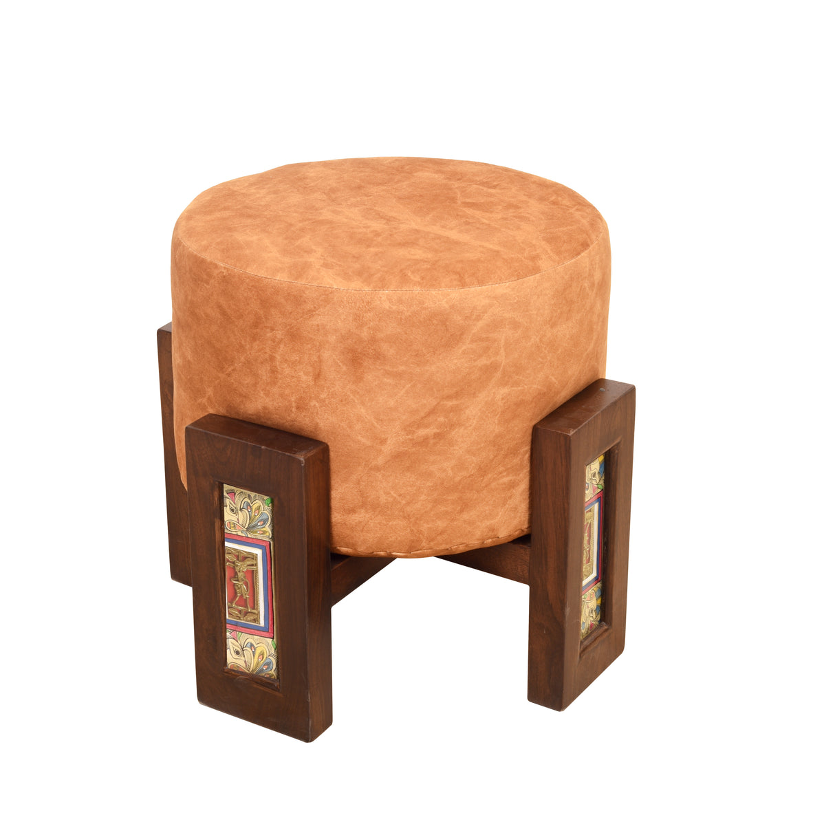 POUFFE - TEAK-HNDCRFTD DHOKRA OTTOMAN