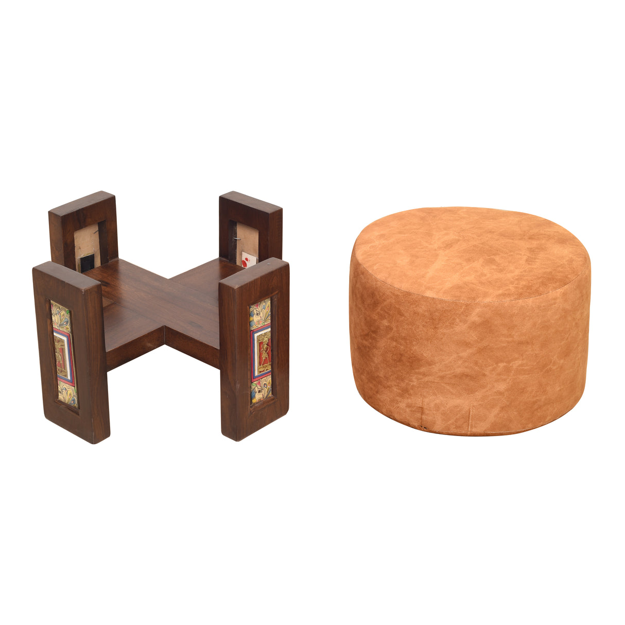 POUFFE - TEAK-HNDCRFTD DHOKRA OTTOMAN