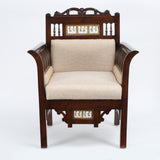 MAHARAJA  SINGLE SEATER SOFA WITH DHORKA BRASS FRAMES