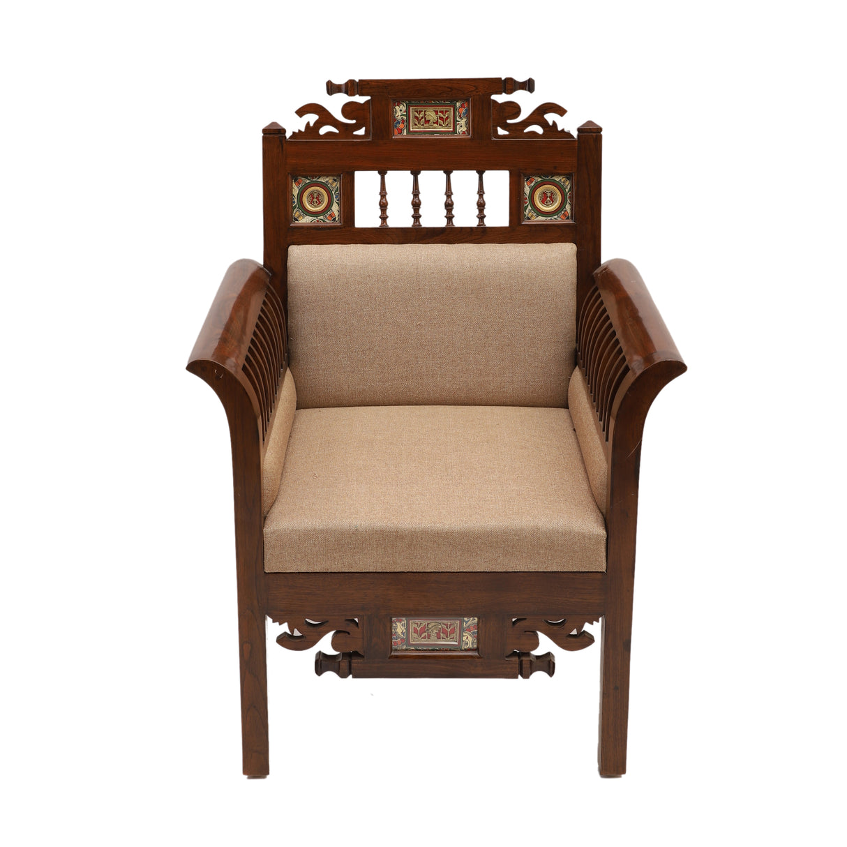 MAHARAJA-11 SINGLE SEATER SOFA WITH DHORKA BRASS FRAMES