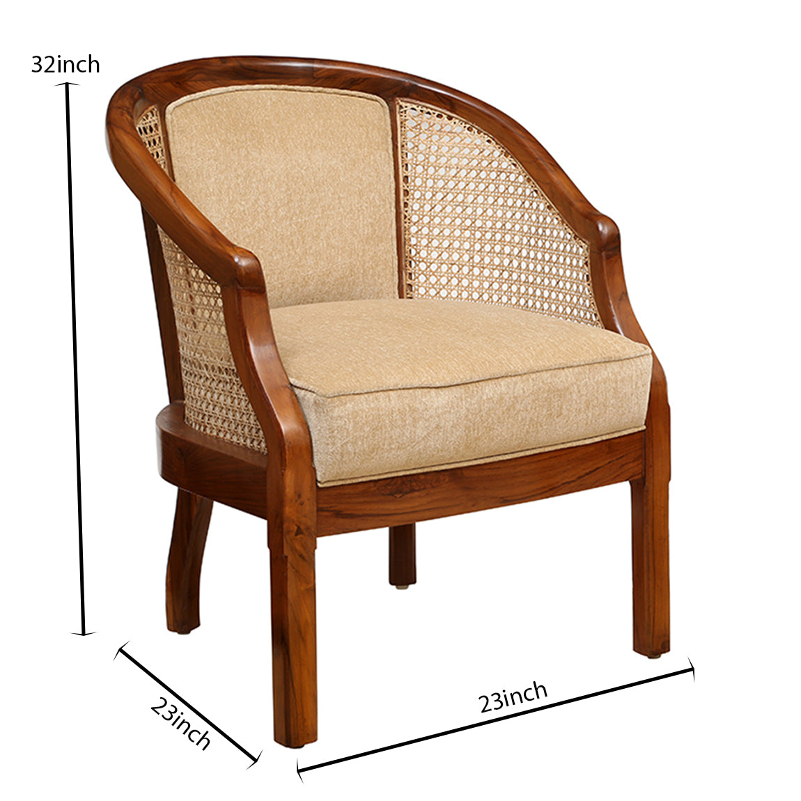 DURA BARREL SINGLE CHAIR WITH CANE WORK