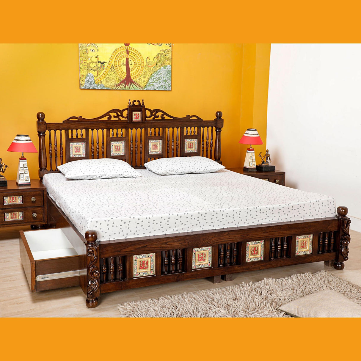 PADMAVATI KING SIZE BED COT WITH STORAGE BOX