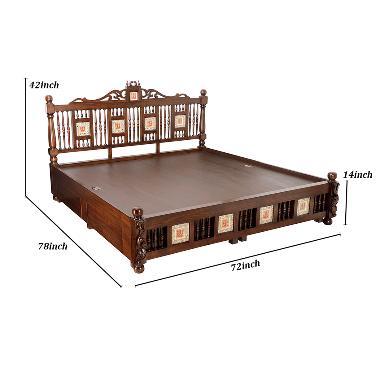 PADMAVATI KING SIZE BED COT WITH STORAGE BOX