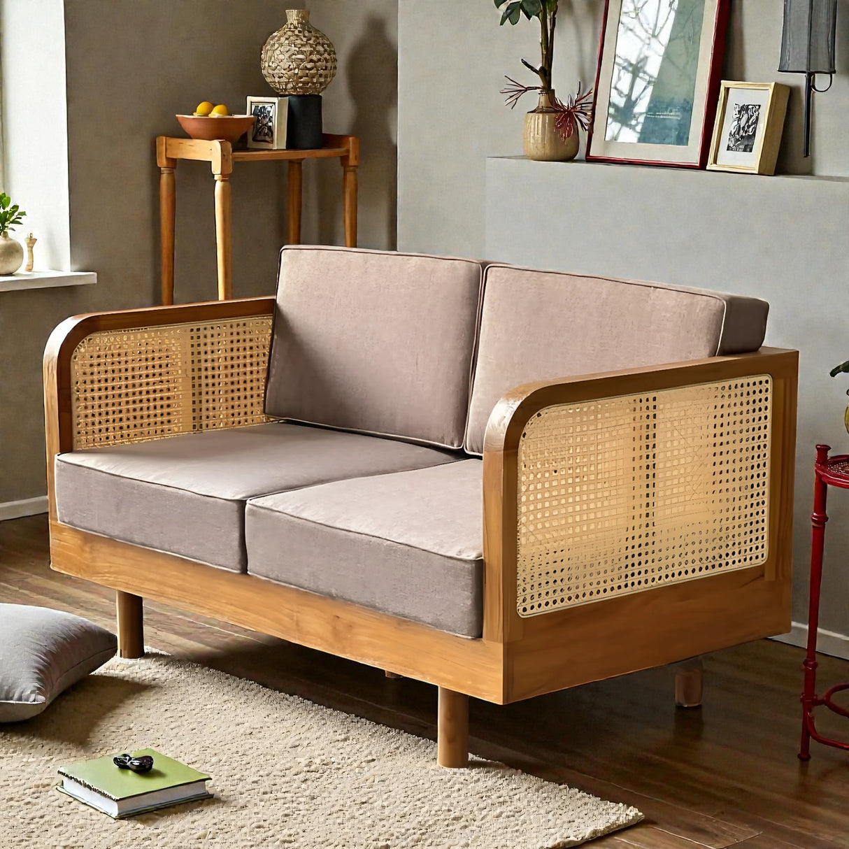 EPIC TEAK WOOD RATTAN SOFA