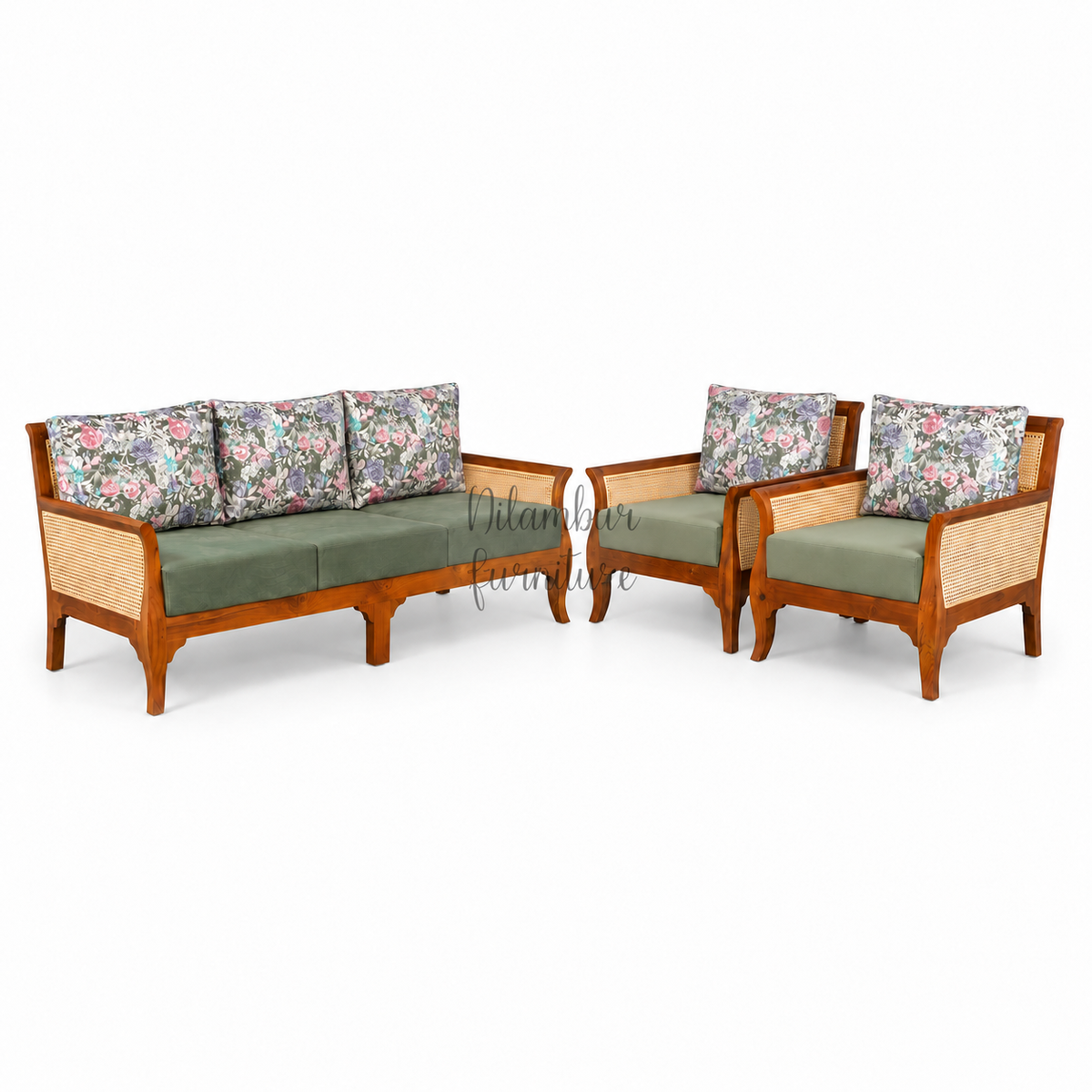 STELLA TEAK WOOD RATTAN SOFA