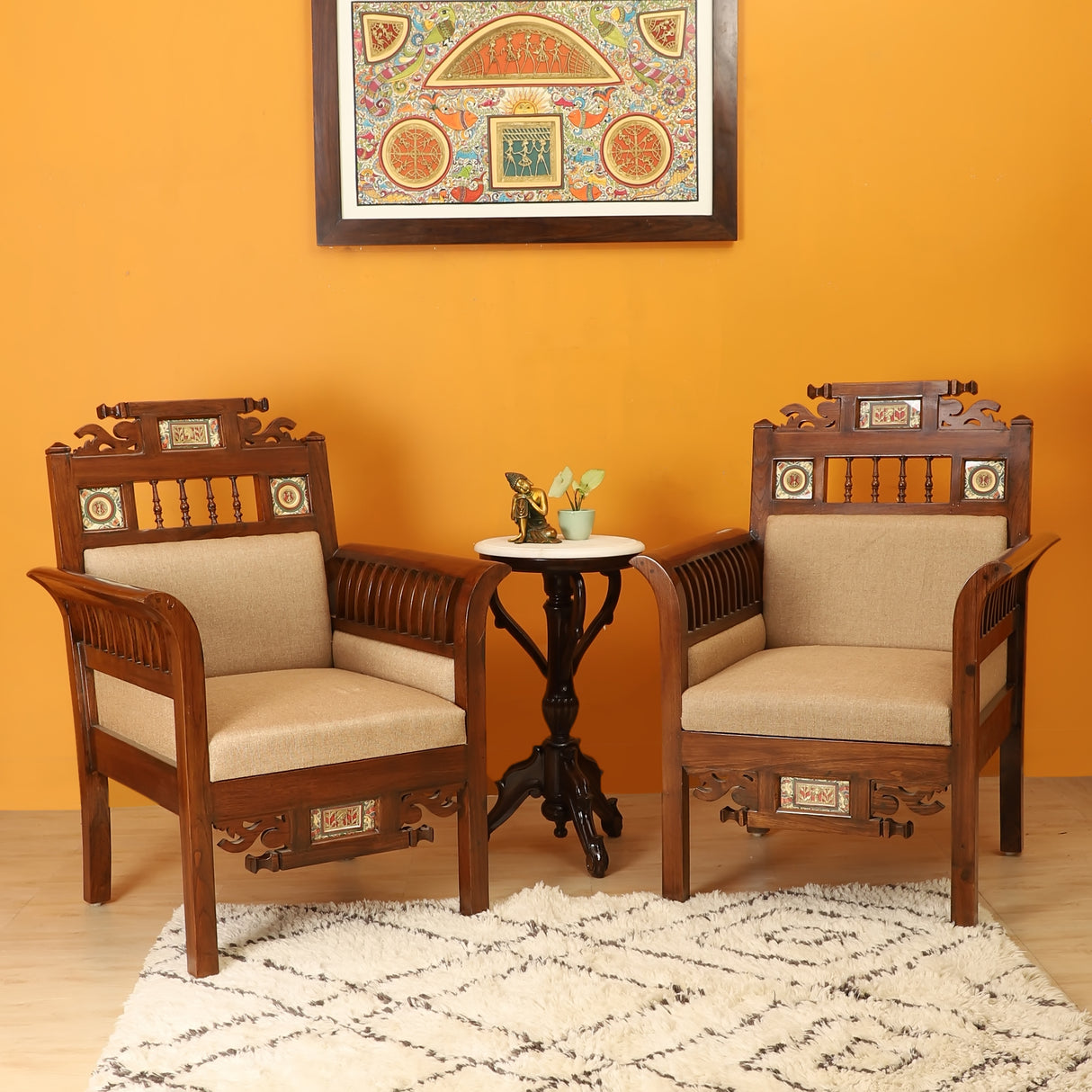 MAHARAJA-11 SINGLE SEATER SOFA WITH DHORKA BRASS FRAMES