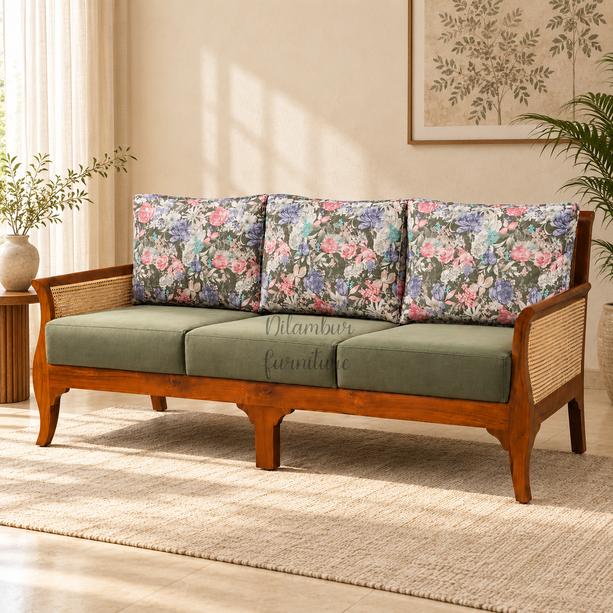 STELLA TEAK WOOD RATTAN SOFA