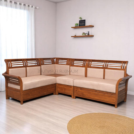 KELWIN TEAK WOOD CORNER SOFA