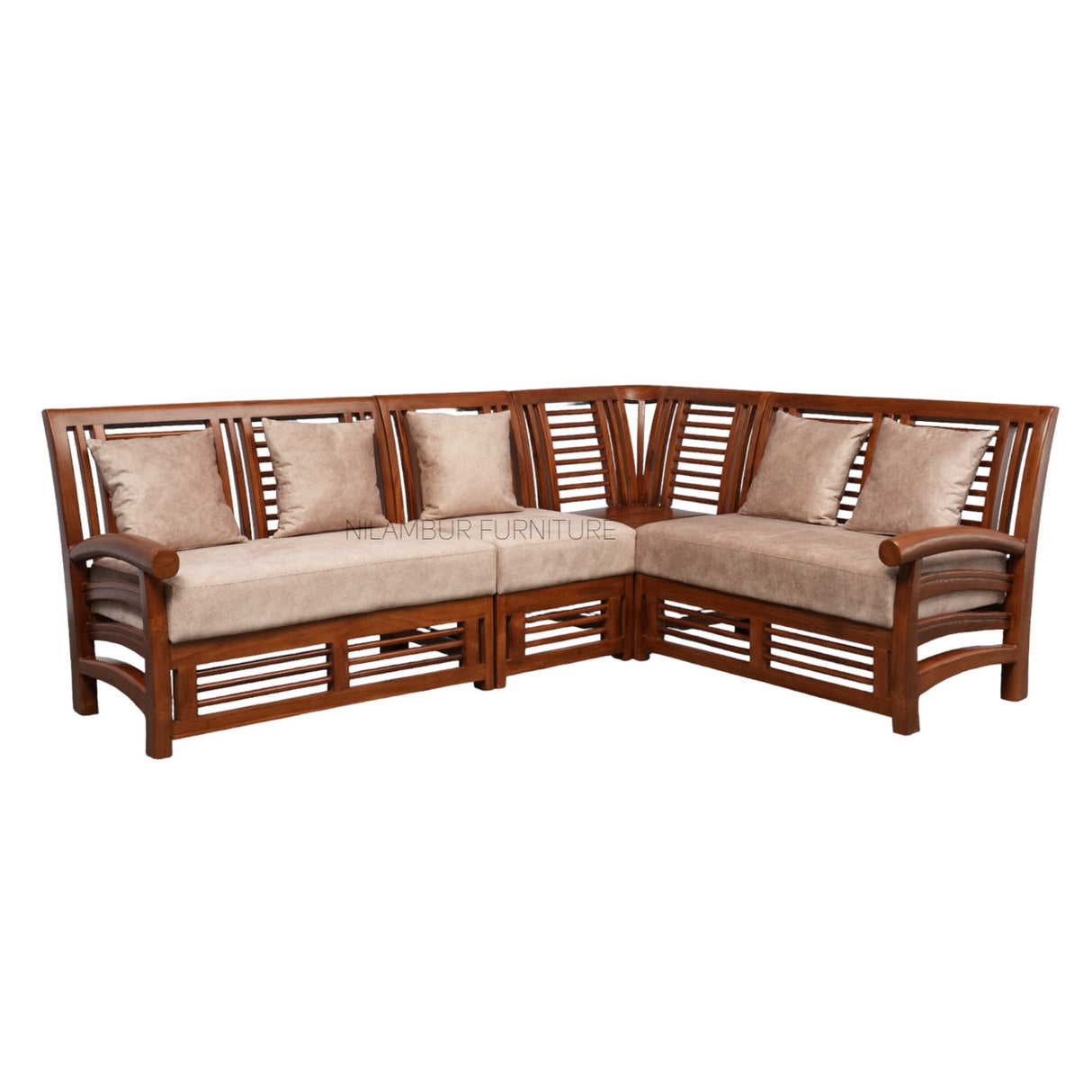 TUSKER TEAK WOOD CORNER SOFA - Nilambur Furniture