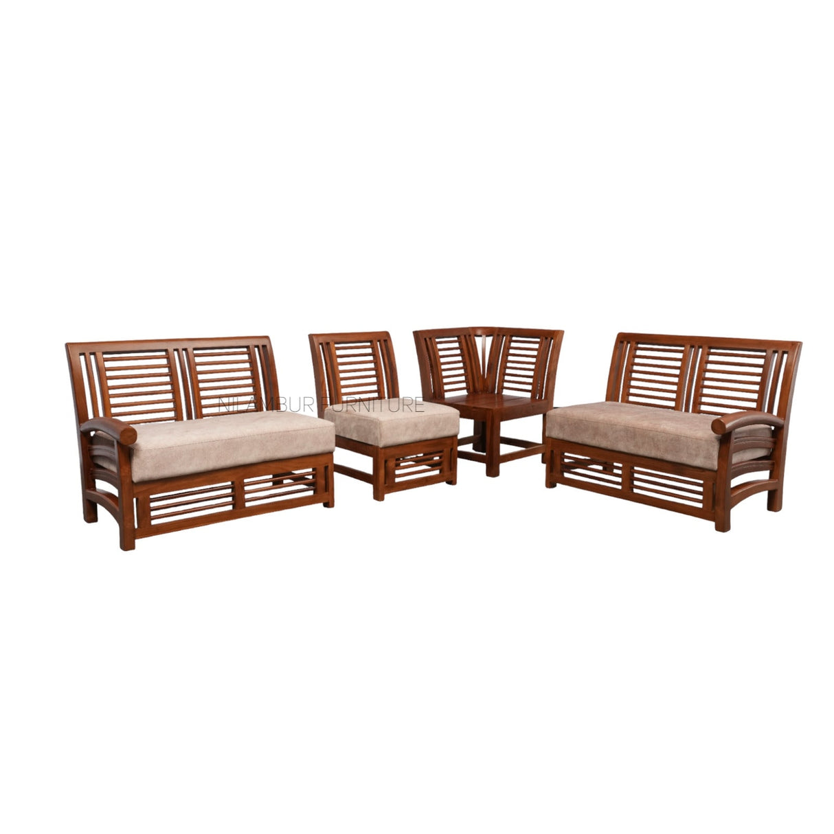 TUSKER TEAK WOOD CORNER SOFA - Nilambur Furniture