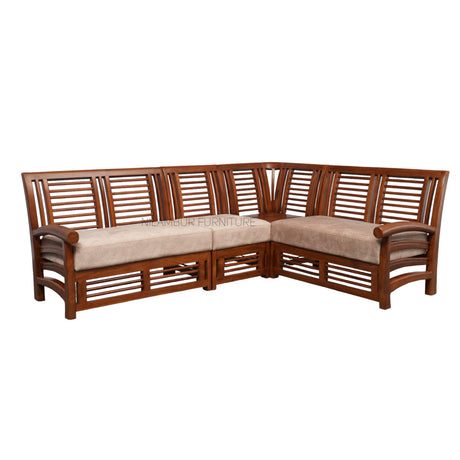 TUSKER TEAK WOOD CORNER SOFA - Nilambur Furniture