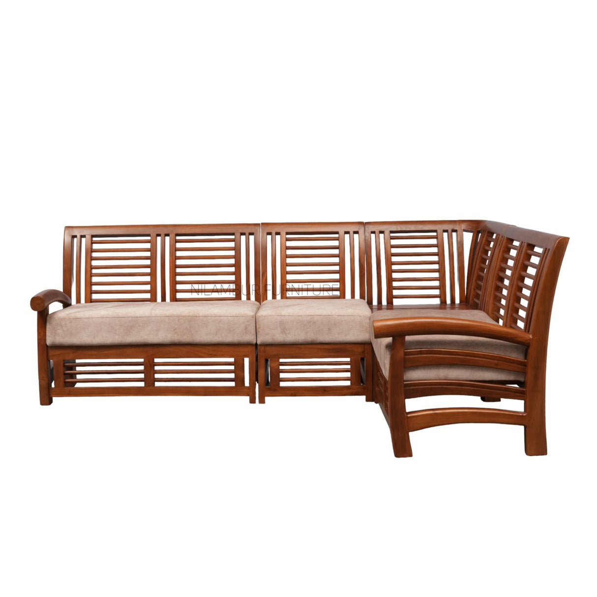 TUSKER TEAK WOOD CORNER SOFA - Nilambur Furniture